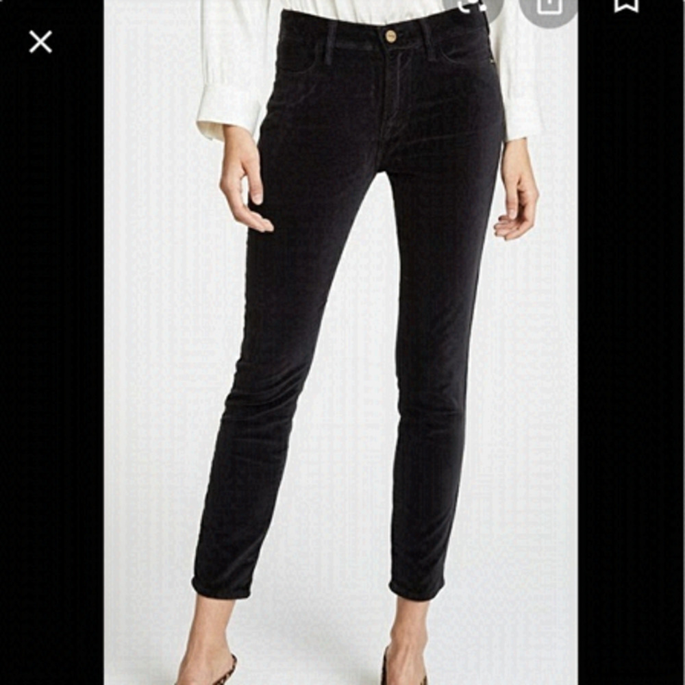 Frame Denim Black Velvet Skinny Jeans
